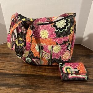 Vera Bradley quilted cotton crossbody bag and matching wallet “Ziggy Zinnia"